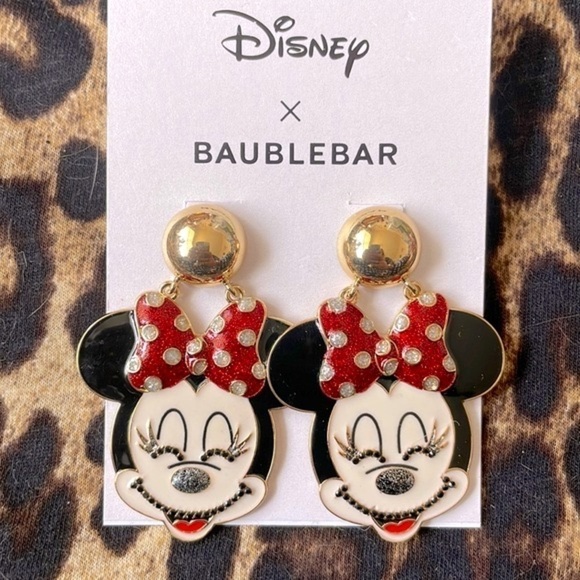 Brand New Disney x BaubleBar Minnie Mouse Sparkly Bow Drop Earrings - Picture 11 of 11